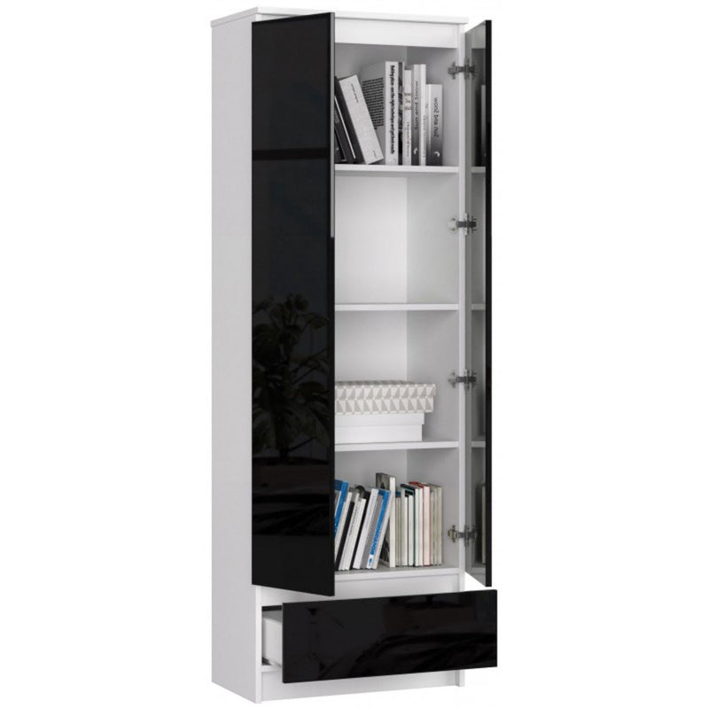 Kandir - Armadio con ripiani moderno 2 ante e cassetto in legno cm 60x35x180h - vari colori