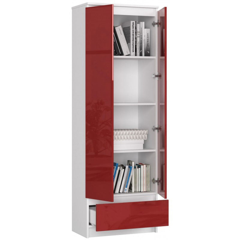 Kandir - Armadio con ripiani moderno 2 ante e cassetto in legno cm 60x35x180h - vari colori