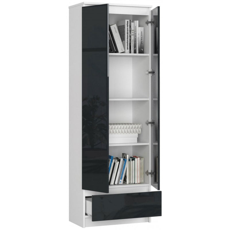 Kandir - Armadio con ripiani moderno 2 ante e cassetto in legno cm 60x35x180h - vari colori