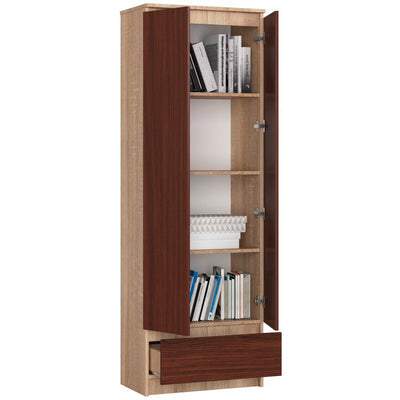 Dimat - Armadio moderno con ripiani 2 ante e cassetto cm 60x35x180h - vari colori