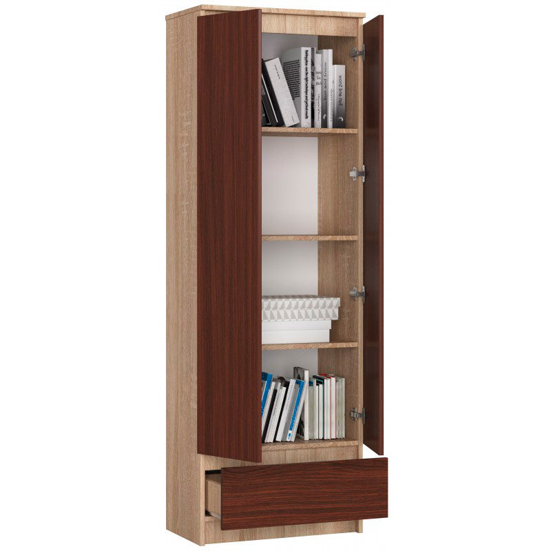 Dimat - Armadio moderno con ripiani 2 ante e cassetto cm 60x35x180h - vari colori