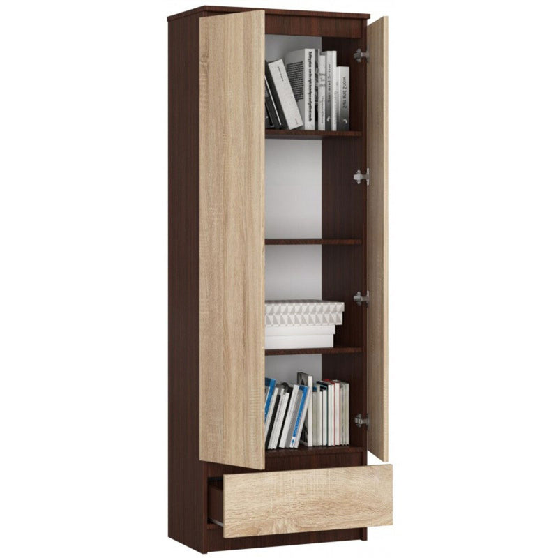 Dimat - Armadio moderno con ripiani 2 ante e cassetto cm 60x35x180h - vari colori