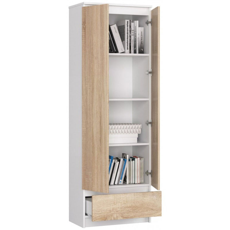 Dimat - Armadio moderno con ripiani 2 ante e cassetto cm 60x35x180h - vari colori