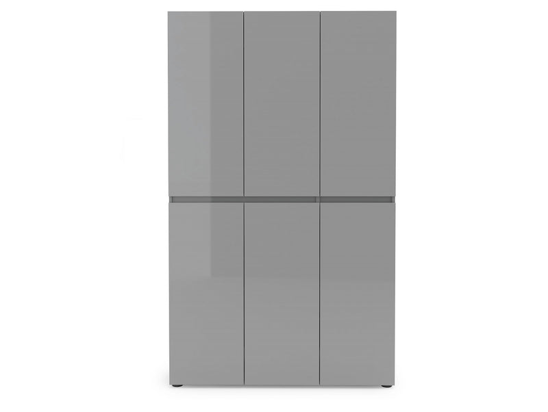 Armadio 6 ante scarpiera ingresso moderna grigio lucido cm 120x34x200h