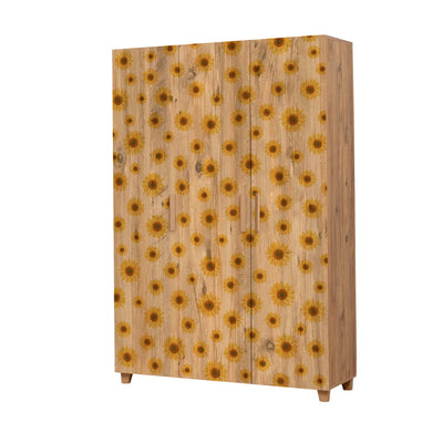 Armadio alto a tre ante con fantasia girasoli cm 120x48x189h