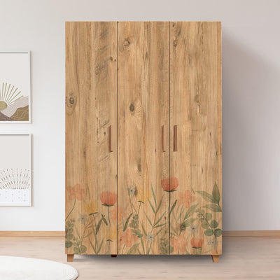 armadio in legno a tre ante con disegno tulipani