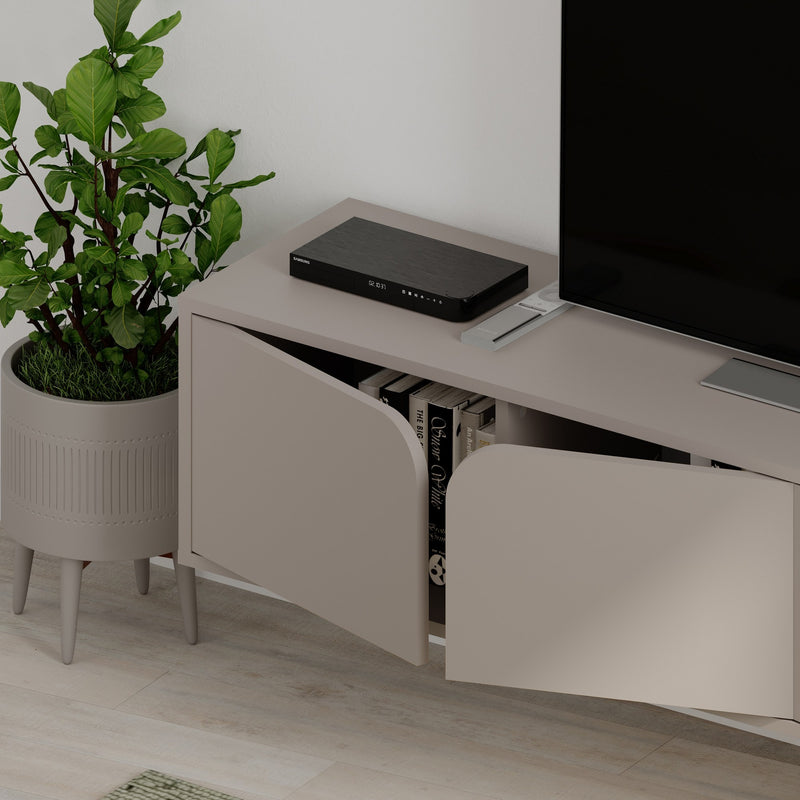 Base tv sospesa moderna 4 ante per soggiorno colore tortora cm 180x35x35h