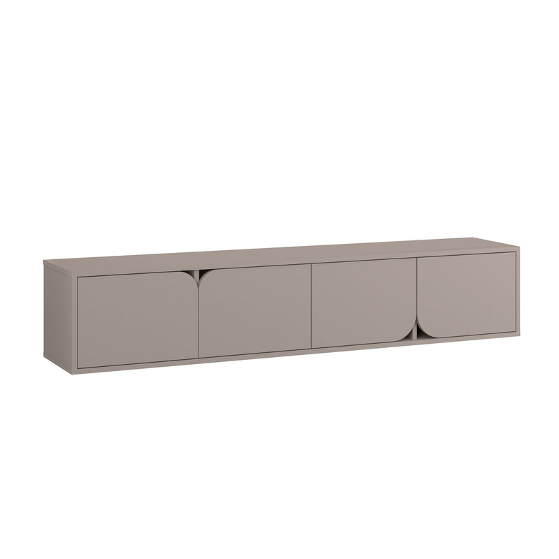 Base tv sospesa moderna 4 ante per soggiorno colore tortora cm 180x35x35h