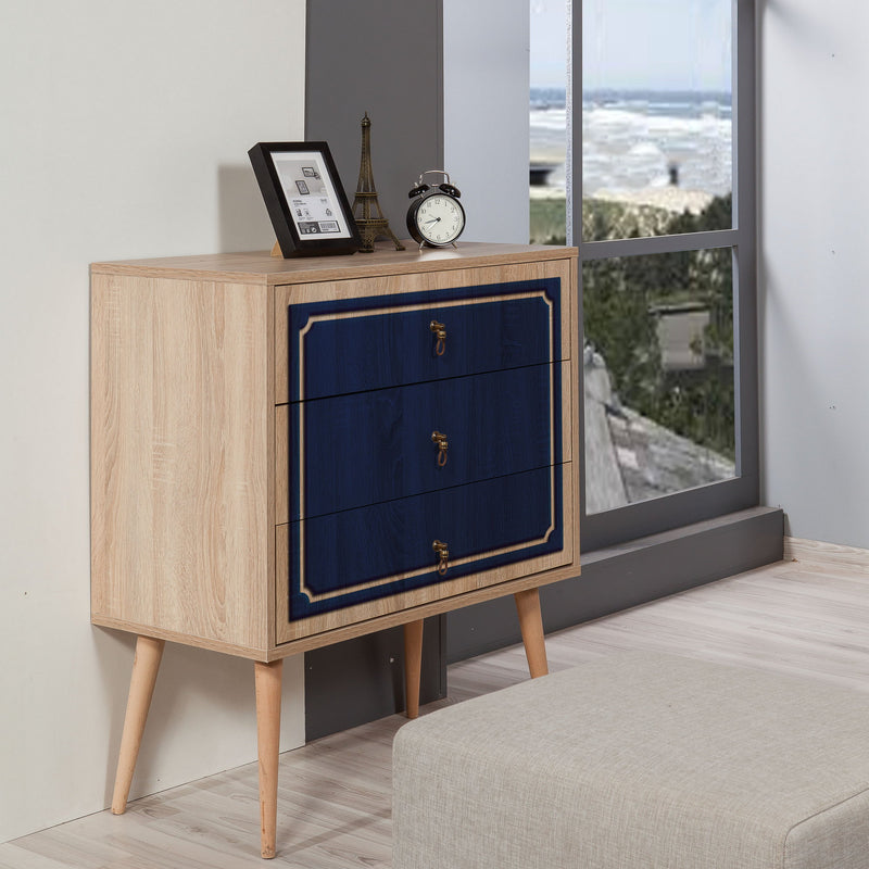 Cassettiera moderna in legno a 3 cassetti cm 80x40x90h - vari colori