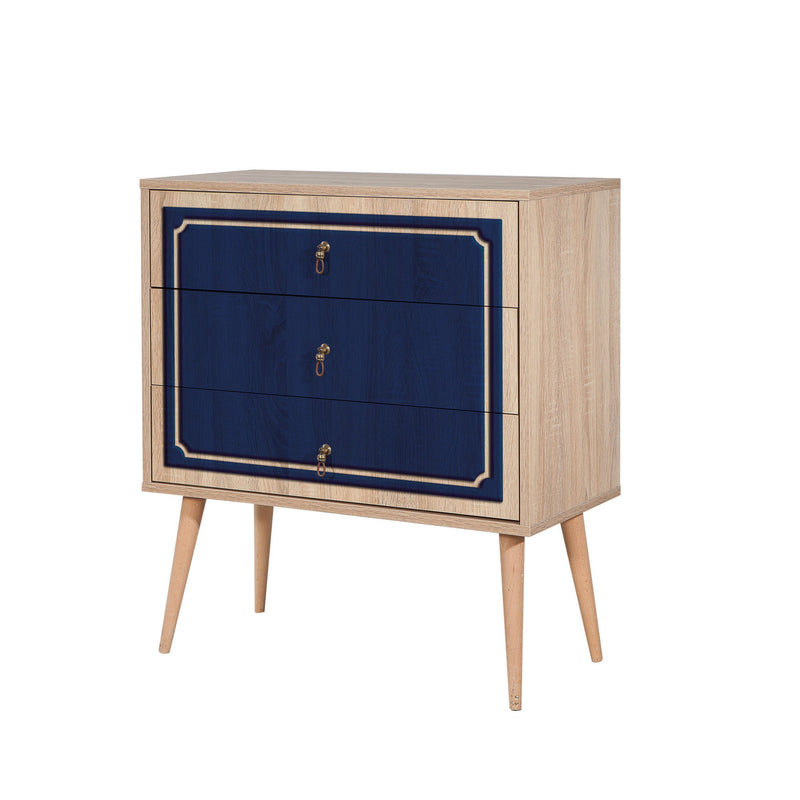 Cassettiera moderna in legno a 3 cassetti cm 80x40x90h - vari colori