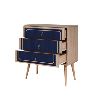 Cassettiera moderna in legno a 3 cassetti cm 80x40x90h - vari colori