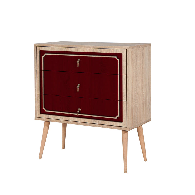 Cassettiera moderna in legno a 3 cassetti cm 80x40x90h - vari colori