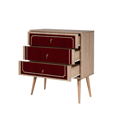 Cassettiera moderna in legno a 3 cassetti cm 80x40x90h - vari colori