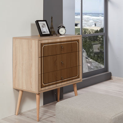 Cassettiera moderna in legno a 3 cassetti cm 80x40x90h - vari colori