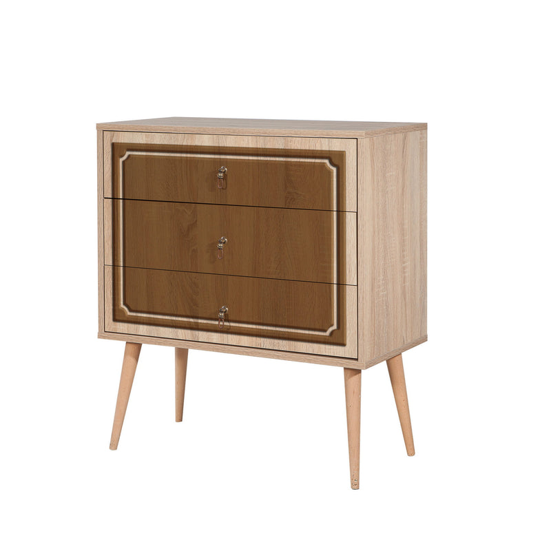 Cassettiera moderna in legno a 3 cassetti cm 80x40x90h - vari colori