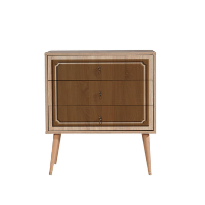 Cassettiera moderna in legno a 3 cassetti cm 80x40x90h - vari colori