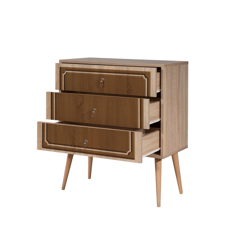 Cassettiera moderna in legno a 3 cassetti cm 80x40x90h - vari colori