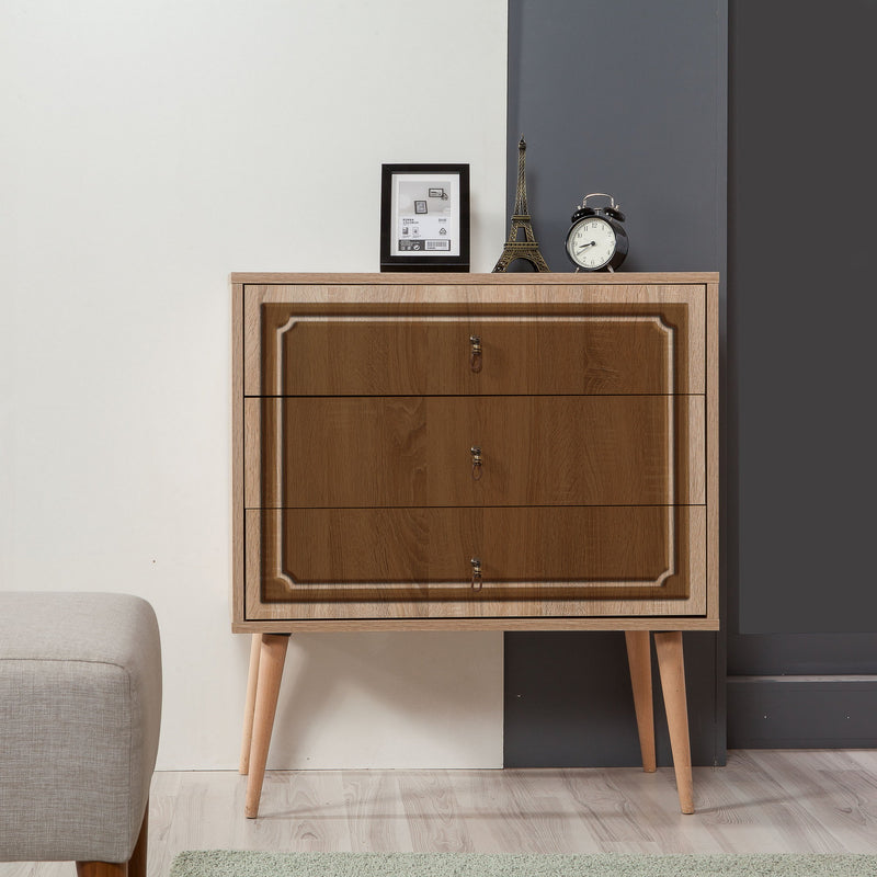 Cassettiera moderna in legno a 3 cassetti cm 80x40x90h - vari colori