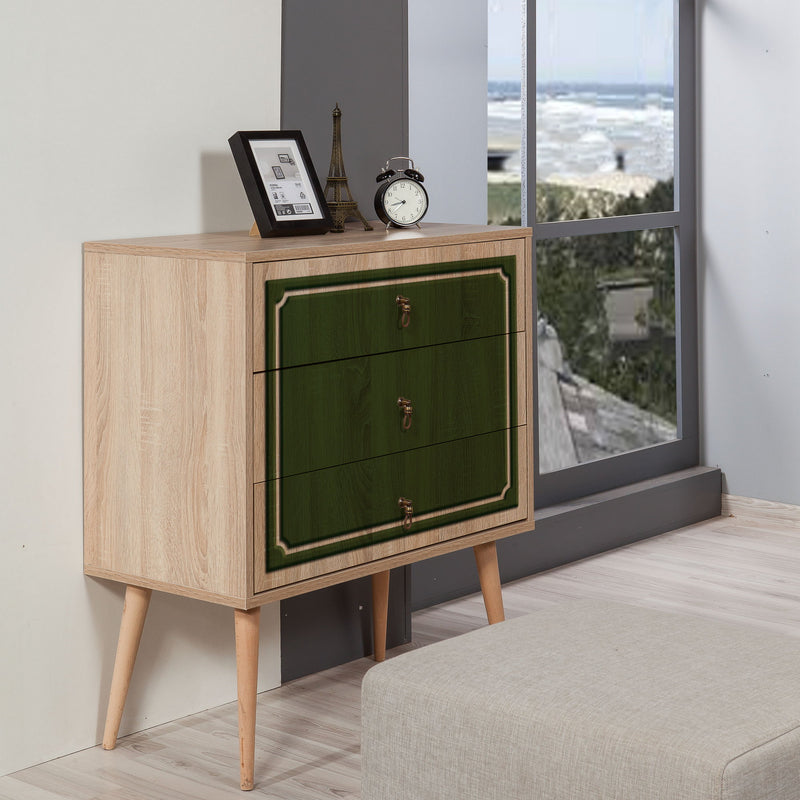 Cassettiera moderna in legno a 3 cassetti cm 80x40x90h - vari colori
