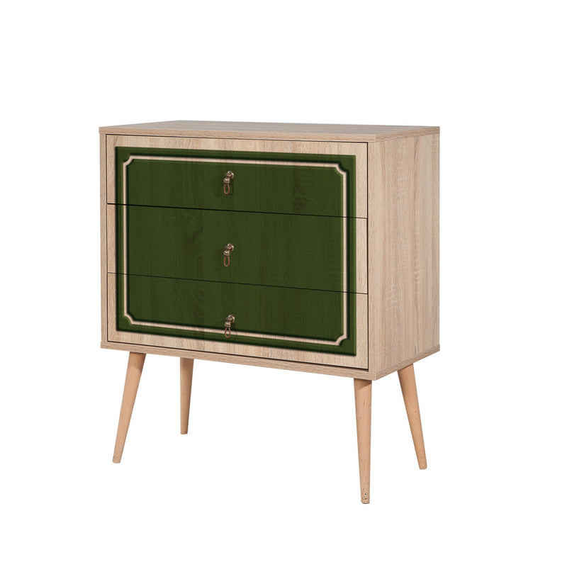 Cassettiera moderna in legno a 3 cassetti cm 80x40x90h - vari colori