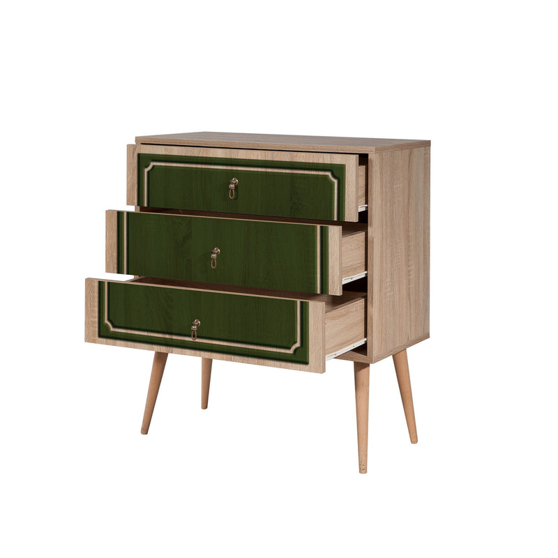 Cassettiera moderna in legno a 3 cassetti cm 80x40x90h - vari colori