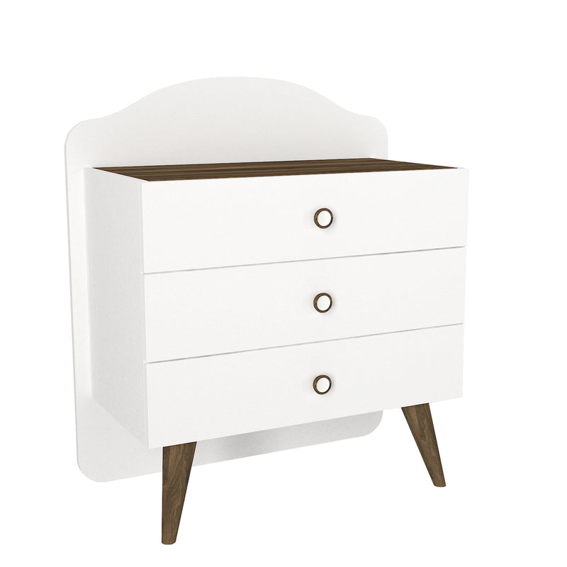 Cassettiera da cameretta con 3 cassetti colore bianco e marrone cm 72x39x89h