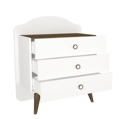 Cassettiera da cameretta con 3 cassetti colore bianco e marrone cm 72x39x89h