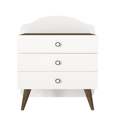 Cassettiera da cameretta con 3 cassetti colore bianco e marrone cm 72x39x89h
