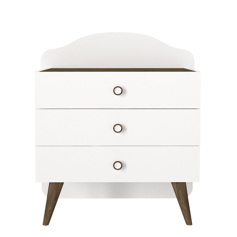 Cassettiera da cameretta con 3 cassetti colore bianco e marrone cm 72x39x89h