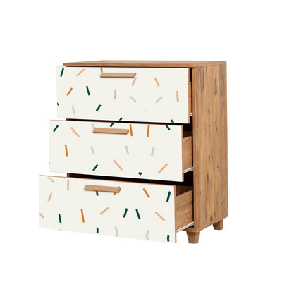 Cassettiera 3 cassetti da cameretta colore naturale e multicolore cm 80x43x95h