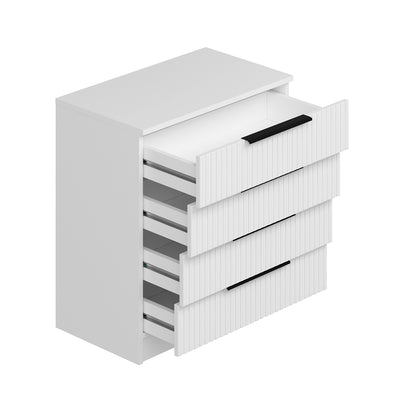 Cassettiera camera colore bianco con 4 cassetti design moderno cm 72x42x77h