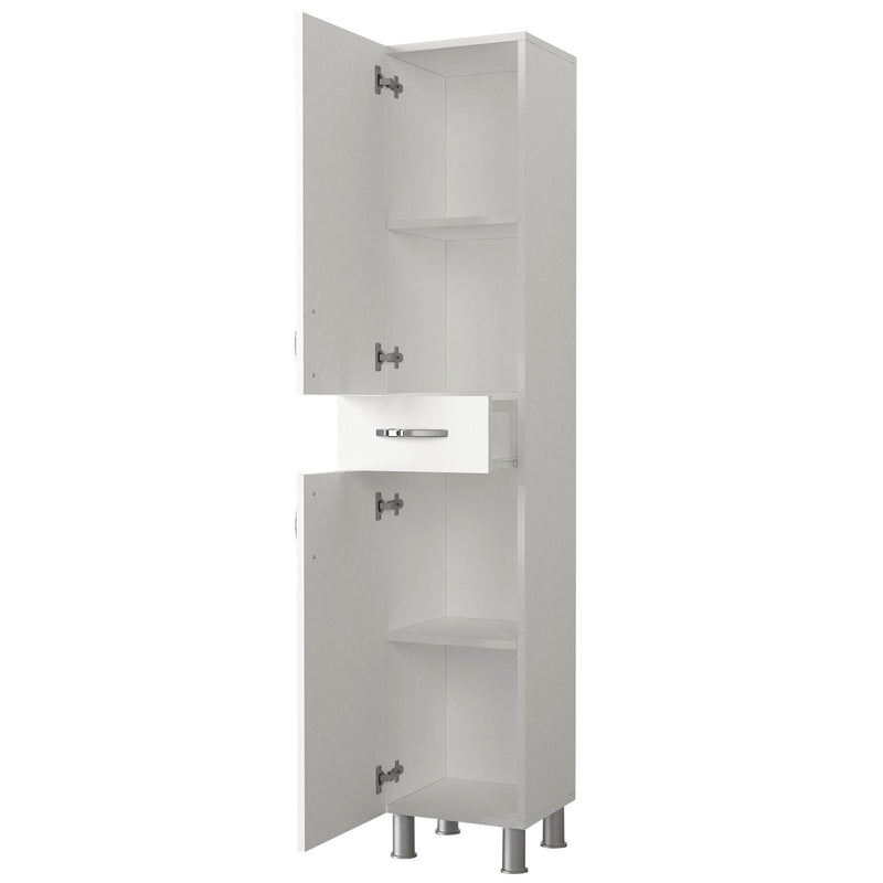 Colonna da bagno con 2 ante e cassetto moderna colore bianco cm 35x31x179h