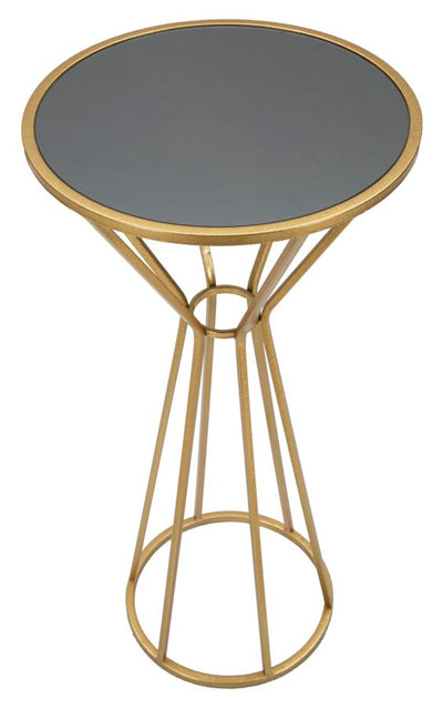Tavolino alto salotto colonnina metallo colore oro piano in vetro cm 40x80h
