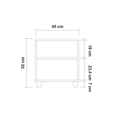 Comodino per camera moderno colore naturale frontale decorato cm 45x40x52h