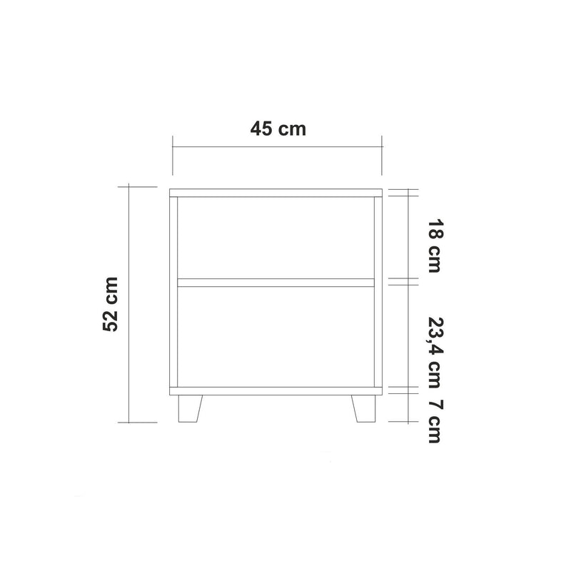 Comodino per camera moderno colore naturale frontale decorato cm 45x40x52h