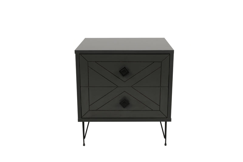 Comodino 2 cassetti da camera decorazione geometrica cm 50x40x55h