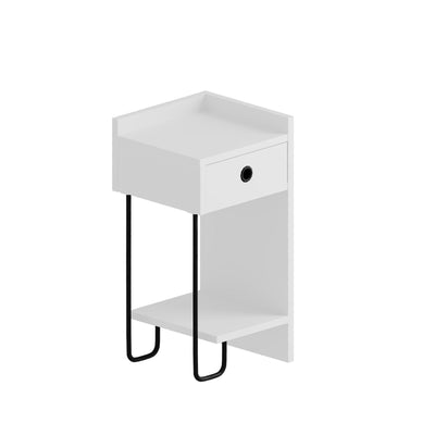 Comodino da camera con cassetto in legno bianco latro sinistro cm 30x32x60h