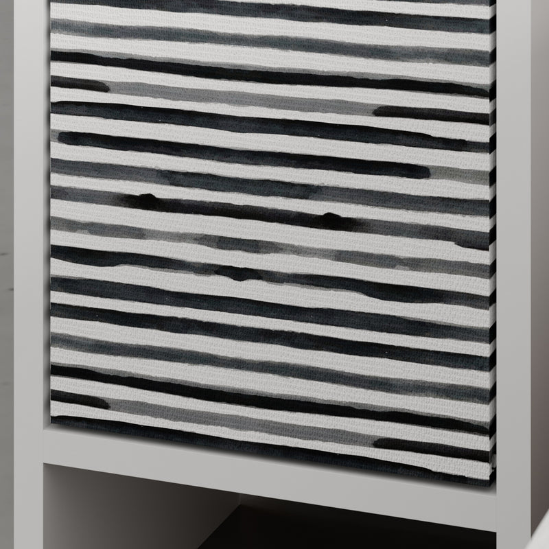 Comodino alto con anta decorata in legno bianco e nero cm 30x30x58h