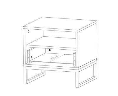 Comodino moderno camera con cassetto e vano colore noce e bianco cm 45x40x45h