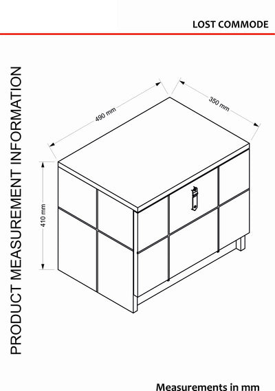 Comodino in legno noce con anta a ribalta decorazione geometrica cm 49x35x41h