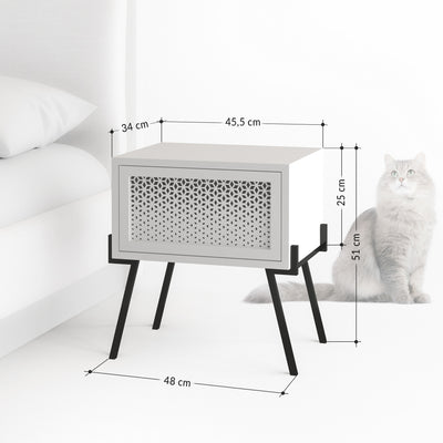 Comodino moderno vano con anta a ribalta lavorata in legno e metallo cm 48x34x51h
