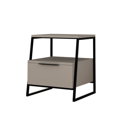 Comodino moderno con anta a ribalta colore moka chiaro e nero cm 45x40x50h