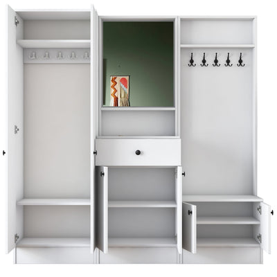 Composizione ingresso bianco con armadio mobile e appendiabiti cm 179x37x183h