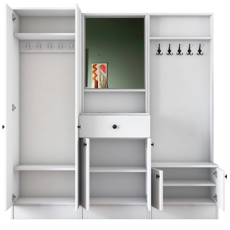 Composizione ingresso bianco con armadio mobile e appendiabiti cm 179x37x183h