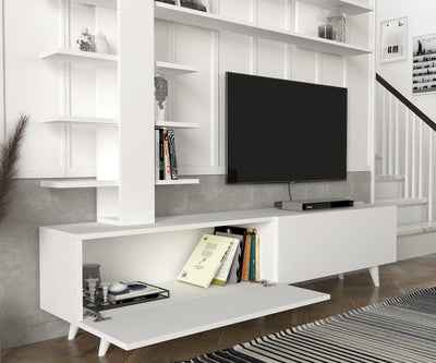 Parete attrezzata con libreria a colonna e mobile tv con ante cm 180x31x161h