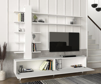 Parete attrezzata con libreria a colonna e mobile tv con ante cm 180x31x161h