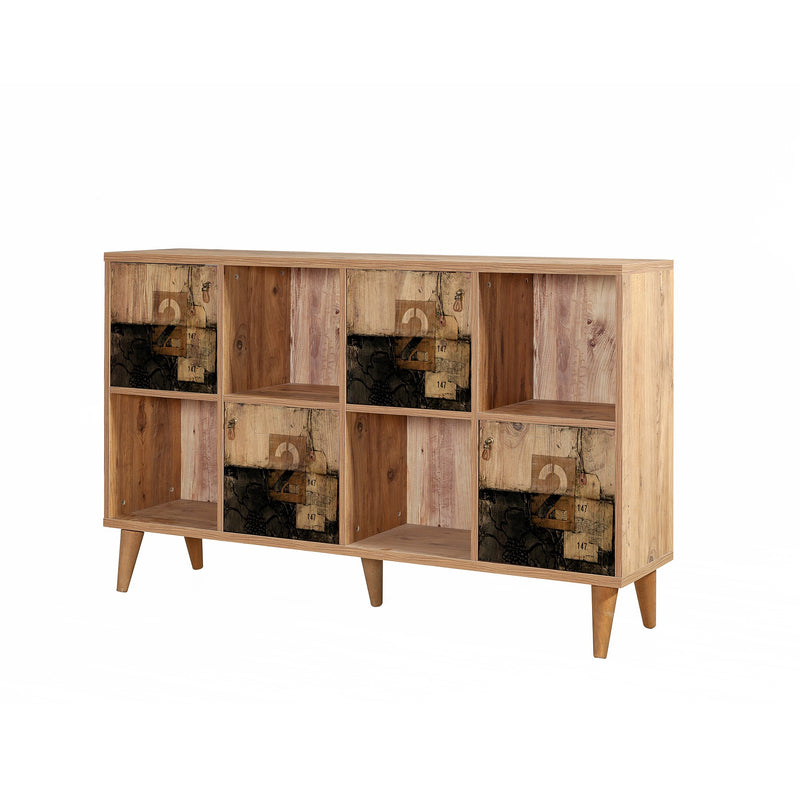 Mobile stile industriale con ante e vani a giorno cm 152x35x92h - vari colori