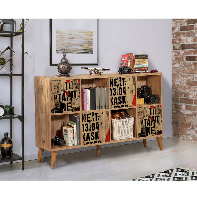 Mobile stile industriale con ante e vani a giorno cm 152x35x92h - vari colori