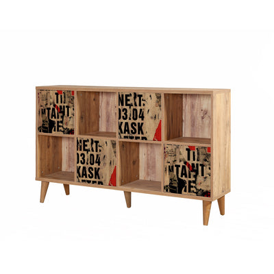 Mobile stile industriale con ante e vani a giorno cm 152x35x92h - vari colori