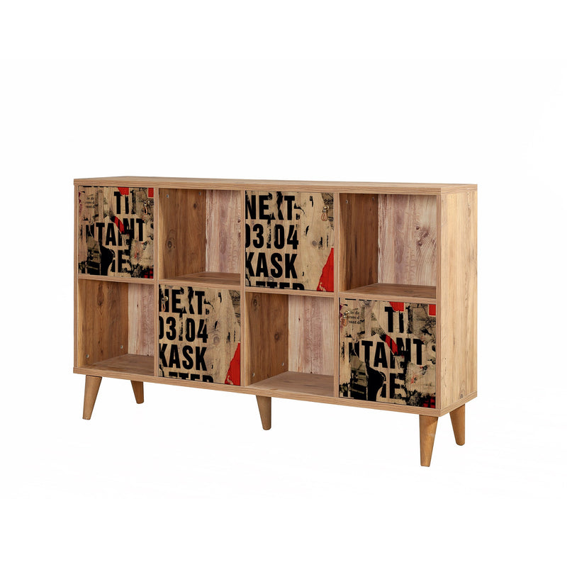 Mobile stile industriale con ante e vani a giorno cm 152x35x92h - vari colori